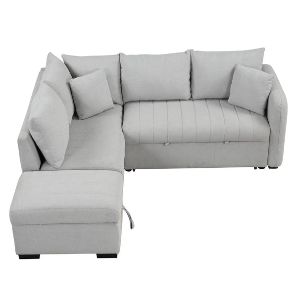 English Elm 82.6" Jacquard Sleeper Sectional with Usb Charging Ottoman Storage Modern Studio SG001440AAE