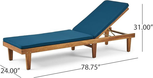 English Elm Nadine Outdoor Chaise Lounge Cushion Water Resistant Full Body Patio Coverage 63493.00WTC-CUSH-BLU