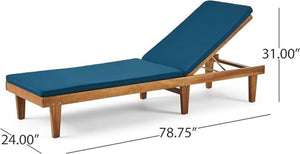 English Elm Nadine Outdoor Chaise Lounge Cushion Water Resistant Full Body Patio Coverage 63493.00WTC2-CUSH-BLU