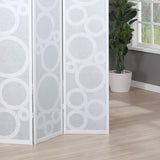 English Elm Arvada 4-Panel Wood Room Divider With Circle Pattern, White