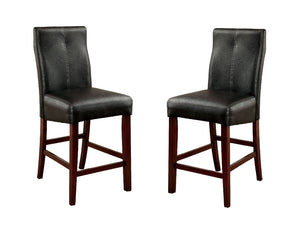 English Elm Beautifully Transitional 2pc Counter Height Parson Chairs in Brown Cherry Leatherette with Contrast Stitching and Solid Wood Frame B011P170229