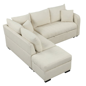 English Elm 82.6" Jacquard Sleeper Sectional with Usb Charging Ottoman Storage Modern Studio SG001440AAA