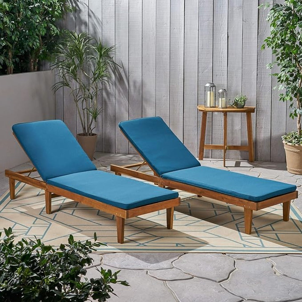 English Elm Nadine Outdoor Chaise Lounge Cushion Water Resistant Full Body Patio Coverage 63493.00WTC2-CUSH-BLU
