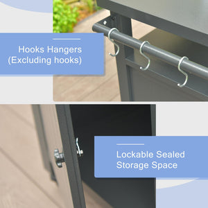 English Elm Grill Cart Outdoor Metal Rolling Prep Station with Lockable Cabinet and Caster Wheels Grey W1859P170274