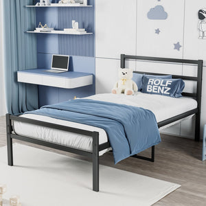 English Elm Metal Twin Platform Bed Frame With Headboard - Sturdy Steel Design, No Box Spring Needed, Easy Setup W578107706
