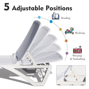 English Elm Outdoor Chaise Lounge - Adjustable Poolside Recliner For Tanning, Relaxing, And Easy Storage, White W1859P170160-GIGA