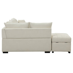English Elm 82.6" Jacquard Sleeper Sectional with Usb Charging Ottoman Storage Modern Studio SG001440AAA