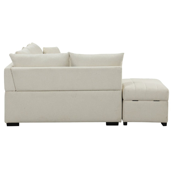 English Elm 82.6" Jacquard Sleeper Sectional with Usb Charging Ottoman Storage Modern Studio SG001440AAA