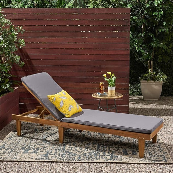 English Elm Nadine Outdoor Chaise Lounge Cushion Water Resistant Full Body Patio Coverage 63493.00WTC-CUSH-DGRY