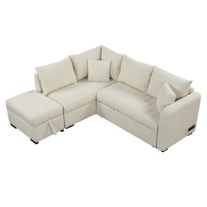 English Elm 82.6" Jacquard Sleeper Sectional with Usb Charging Ottoman Storage Modern Studio SG001440AAA