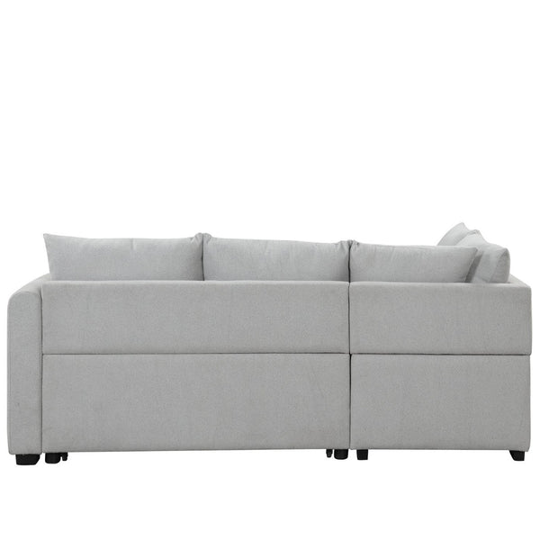 English Elm 82.6" Jacquard Sleeper Sectional with Usb Charging Ottoman Storage Modern Studio SG001440AAE