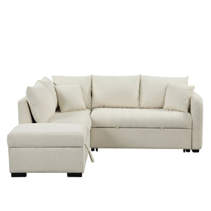 English Elm 82.6" Jacquard Sleeper Sectional with Usb Charging Ottoman Storage Modern Studio SG001440AAA