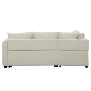 English Elm 82.6" Jacquard Sleeper Sectional with Usb Charging Ottoman Storage Modern Studio SG001440AAA