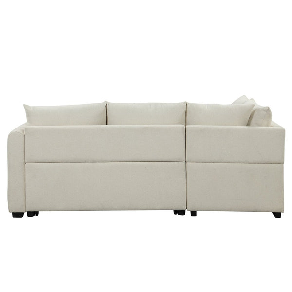 English Elm 82.6" Jacquard Sleeper Sectional with Usb Charging Ottoman Storage Modern Studio SG001440AAA
