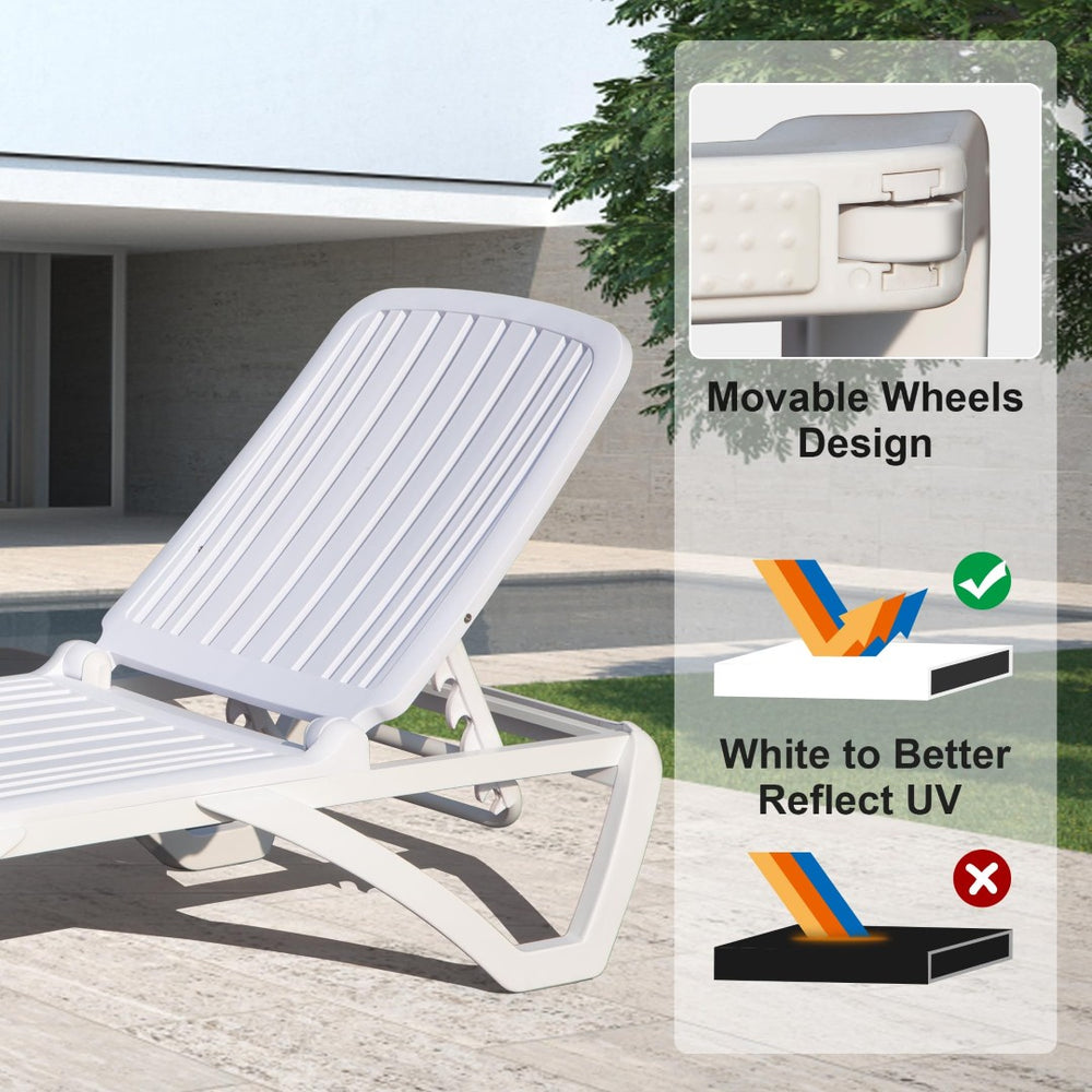 English Elm Outdoor Chaise Lounge - Adjustable Poolside Recliner For Tanning, Relaxing, And Easy Storage, White W1859P170160-GIGA