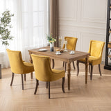 English Elm ,Ultra Side Dining Chair,Thickened Fabric Chairs With Neutrally Toned Solid Wood Legs,Bronze Nail Head,Set Of 2,Golden Yellow,Sw1807Gl