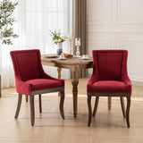 English Elm ,Ultra Side Dining Chair,Thickened Fabric Chairs With Neutrally Toned Solid Wood Legs,Bronze Nail Head,Set Of 2,Wine Red,Burgundy,Sw1807Wr