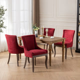 English Elm ,Ultra Side Dining Chair,Thickened Fabric Chairs With Neutrally Toned Solid Wood Legs,Bronze Nail Head,Set Of 2,Wine Red,Burgundy,Sw1807Wr