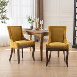 English Elm ,Ultra Side Dining Chair,Thickened Fabric Chairs With Neutrally Toned Solid Wood Legs,Bronze Nail Head,Set Of 2,Golden Yellow,Sw1807Gl