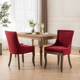 English Elm ,Ultra Side Dining Chair,Thickened Fabric Chairs With Neutrally Toned Solid Wood Legs,Bronze Nail Head,Set Of 2,Wine Red,Burgundy,Sw1807Wr