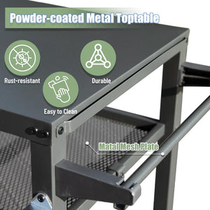 English Elm 3-shelf Outdoor Stainless Steel Grill Cart with Locking Wheels and Built-in Tool Hooks W1859P170284