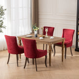 English Elm ,Ultra Side Dining Chair,Thickened Fabric Chairs With Neutrally Toned Solid Wood Legs,Bronze Nail Head,Set Of 2,Wine Red,Burgundy,Sw1807Wr