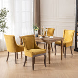 English Elm ,Ultra Side Dining Chair,Thickened Fabric Chairs With Neutrally Toned Solid Wood Legs,Bronze Nail Head,Set Of 2,Golden Yellow,Sw1807Gl