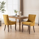 English Elm ,Ultra Side Dining Chair,Thickened Fabric Chairs With Neutrally Toned Solid Wood Legs,Bronze Nail Head,Set Of 2,Golden Yellow,Sw1807Gl