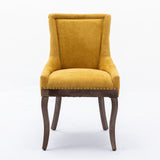 Set of 2 Ultra Side Dining Chairs, Thickened Fabric, Solid Wood Legs, Bronze Nail Head, Golden Yellow (SW1807GL)