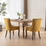 English Elm ,Ultra Side Dining Chair,Thickened Fabric Chairs With Neutrally Toned Solid Wood Legs,Bronze Nail Head,Set Of 2,Golden Yellow,Sw1807Gl