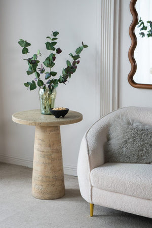 English Elm 22x22x25.5" Cream Solid Magnesium Pedestal Side Table Sculptural Modern Accent W2078P170346
