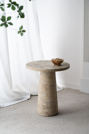 English Elm 22x22x25.5" Cream Solid Magnesium Pedestal Side Table Sculptural Modern Accent W2078P170346
