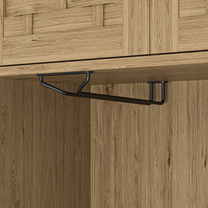 English Elm 67'' Tall Pantry Buffet Cabinet with Glass Doors, Wine Glass Rack, 150lb Load, Dust-Proof Wood Finish W2227P156035