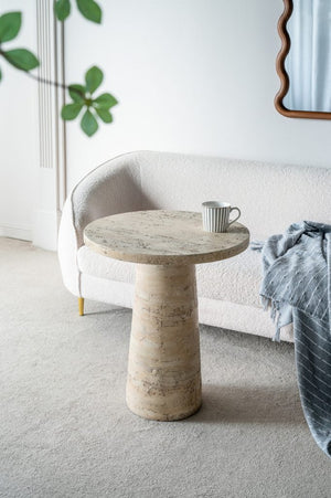 English Elm 22x22x25.5" Cream Solid Magnesium Pedestal Side Table Sculptural Modern Accent W2078P170346