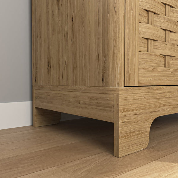 English Elm Coffee Bar Cabinet with Barn Door Accent, Modern Farmhouse Buffet Sideboard, 150lb Top, Versatile Storage W2227P156019