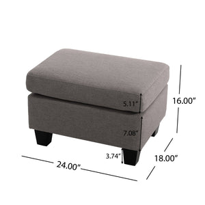English Elm Upholstered Compact Ottoman with Birch Legs Padded Footrest for Living Room Decor Grey N757P377351E