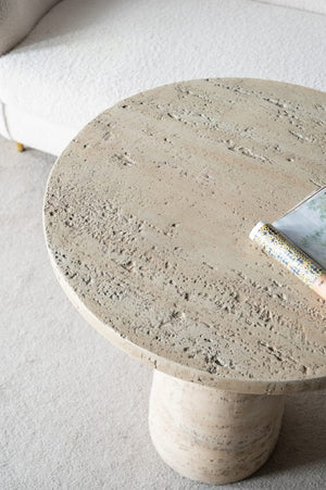 English Elm 22x22x25.5" Cream Solid Magnesium Pedestal Side Table Sculptural Modern Accent W2078P170346