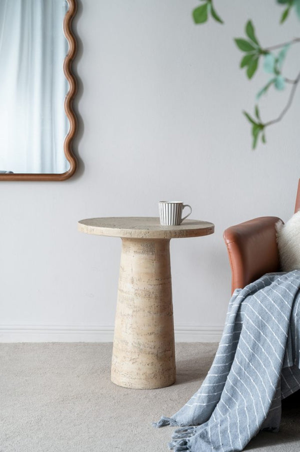 English Elm 22x22x25.5" Cream Solid Magnesium Pedestal Side Table Sculptural Modern Accent W2078P170346