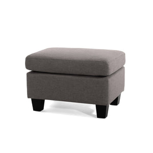 English Elm Upholstered Compact Ottoman with Birch Legs Padded Footrest for Living Room Decor Grey N757P377351E