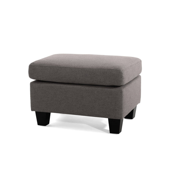 English Elm Upholstered Compact Ottoman with Birch Legs Padded Footrest for Living Room Decor Grey N757P377351E