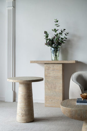 English Elm 22x22x25.5" Cream Solid Magnesium Pedestal Side Table Sculptural Modern Accent W2078P170346