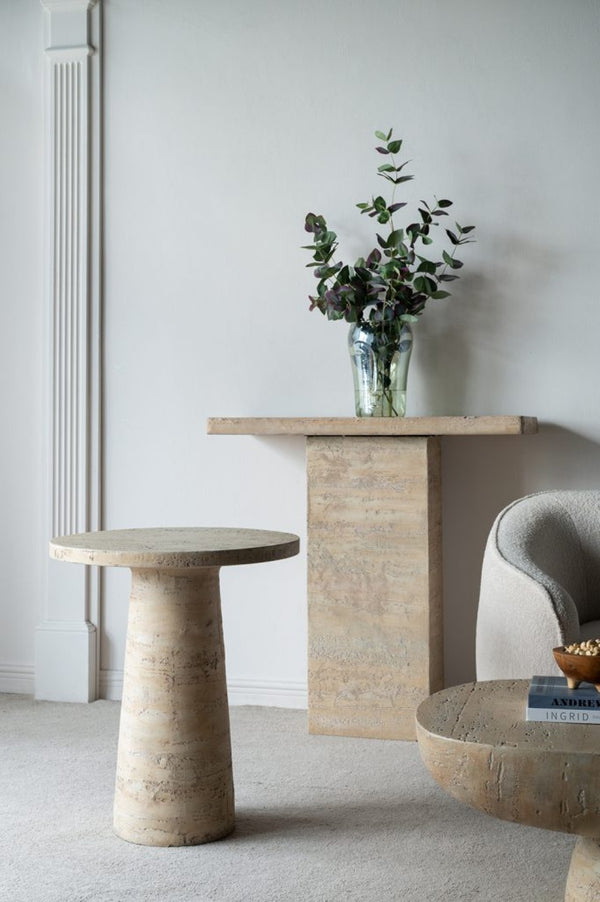 English Elm 22x22x25.5" Cream Solid Magnesium Pedestal Side Table Sculptural Modern Accent W2078P170346