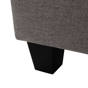 English Elm Upholstered Compact Ottoman with Birch Legs Padded Footrest for Living Room Decor Grey N757P377351E