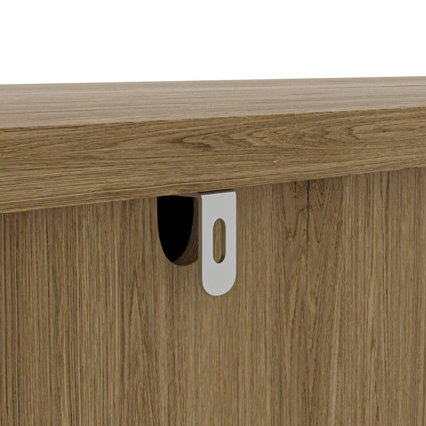 English Elm 67'' Tall Pantry Buffet Cabinet with Glass Doors, Wine Glass Rack, 150lb Load, Dust-Proof Wood Finish W2227P156035