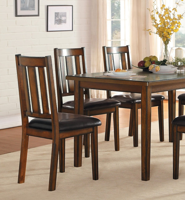English Elm Espresso Six Piece Dining Set with Faux Leather Bench and Four Splat Back Chairs B011P170610