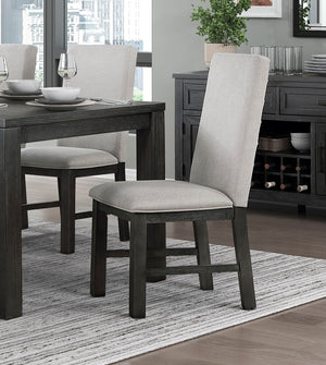 English Elm Antique 7-Piece Modern Dining Set With Rectangular Table & 6 Textured Gray Upholstered Chairs B011S00849