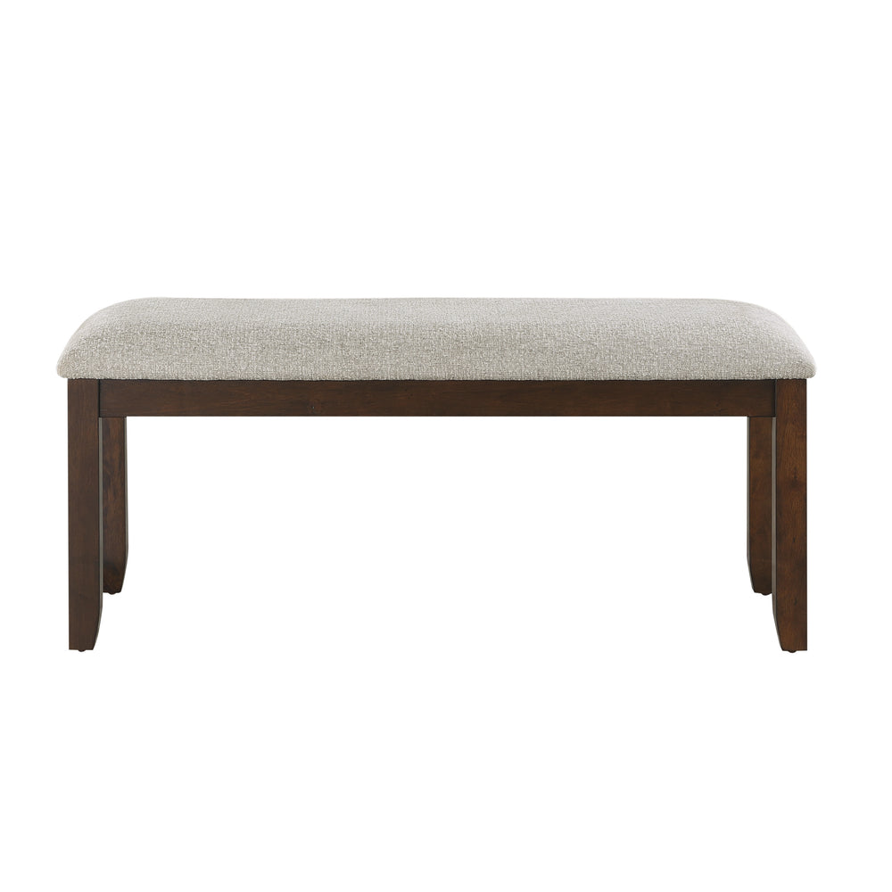 English Elm Dark Cherry Finish Binghampton Bench with Neutral Chenille Seat Cushion, 42.5" Wide Dining Accent Piece B011P170634
