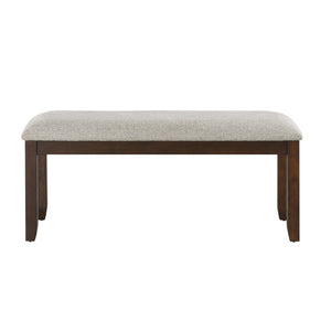 English Elm Dark Cherry Finish Binghampton Bench with Neutral Chenille Seat Cushion, 42.5" Wide Dining Accent Piece B011P170634