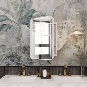 English Elm 16x24 Recessed Medicine Cabinet White Metal Frame Mirrored Door with Adjustable Shelves W1435142930