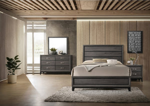 English Elm Full Sierra 4-Pc Contemporary Rustic Gray Bedroom Set with Panel Bed, Dresser, Mirror & Nightstand 808857873293